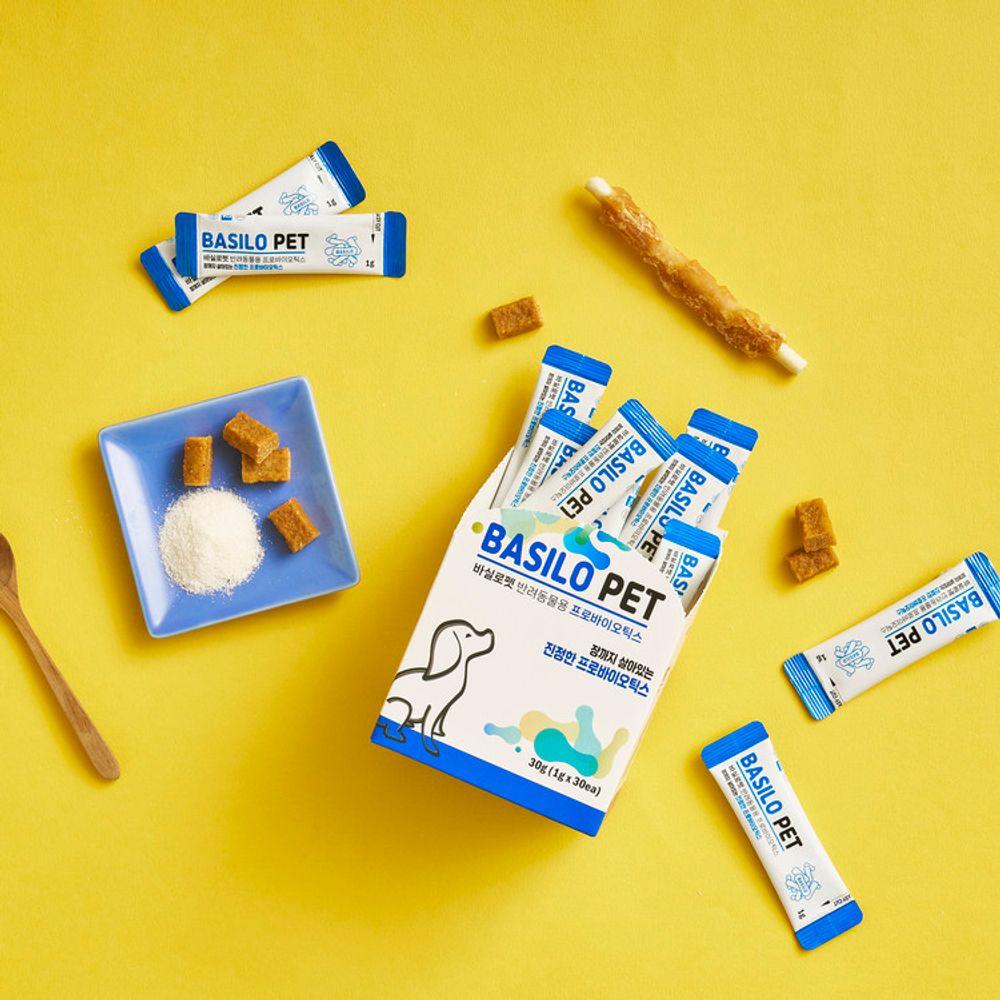 BASILOPET USDA-Approved Pet Probiotics with COAGULIN 1Box(30EA) – Live Cultures for Gut Health & Immunity Boost, Unscented Formula _ Made in KOREA